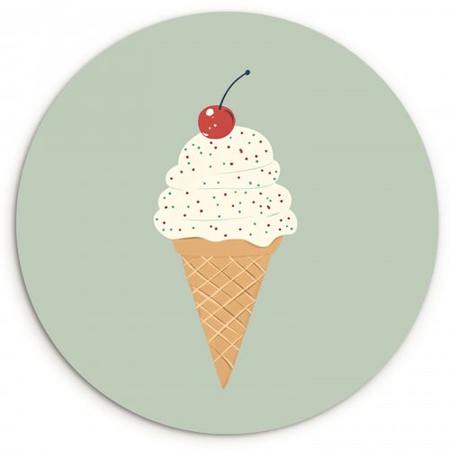 Tableau rond - Illustration - Glace - Mouchetures - Cerise