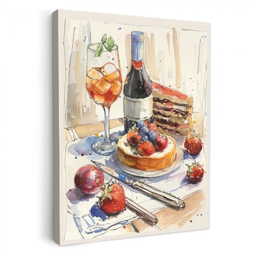 Tableau sur toile - Dégustation à l'aquarelle