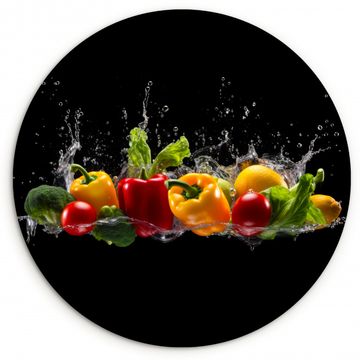 Tableau rond - Piment doux - Eau - Légumes - Noir
