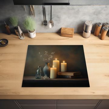 Protection plaque induction - Bougies - Nature morte - Rustique - Livres