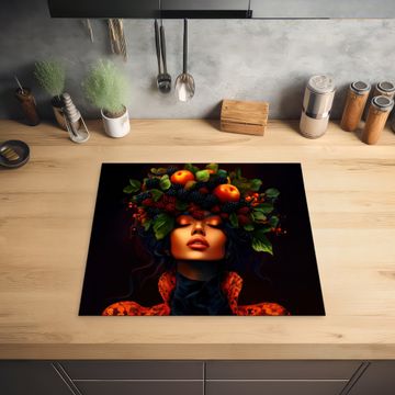 Protection plaque induction - Femme - Noir - Baies - Pommes