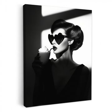 Tableau sur toile - Femme - Noir - Coeur