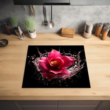 Protection plaque induction - Fleurs - Rose - Eau - Noir - Botanique - Nature