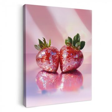Tableau sur toile - Disco - Fruits - Paillettes - Fraise