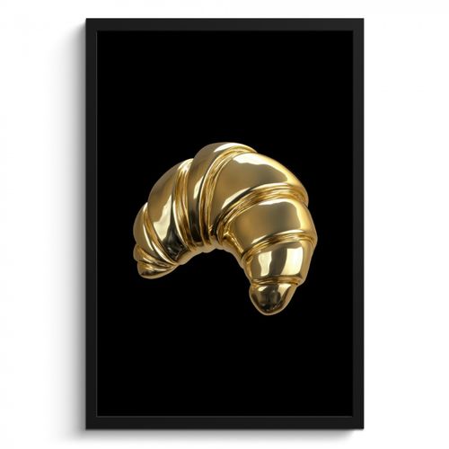Cadre Photo - Croissant - Pain - Or - Noir
