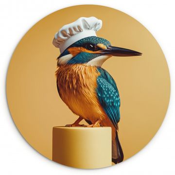 Tableau rond - Martin-pêcheur - Pilier - Chapeau de cuisinier - Oiseau