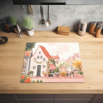 Protection plaque induction - Fleurs - Maisons - Village