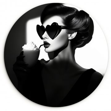 Tableau rond - Femme - Noir - Coeur