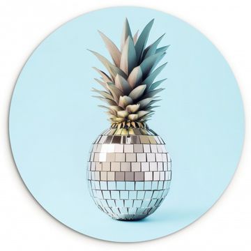 Tableau rond - Bleu - Ananas - Disco - Discoball
