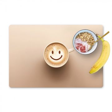 Sets de table - Café - Mousse de lait - Sourire - Beige