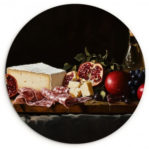 Tableau rond - Nature morte - Vintage - Buvette