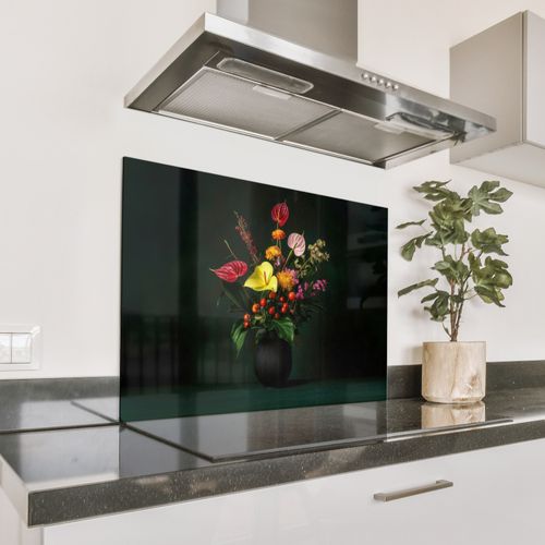 Fond de hotte - Fleurs - Vase - Noir