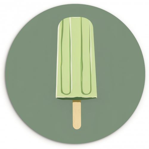 Tableau rond - Vert - Glace à l'eau - Bâton - Illustration