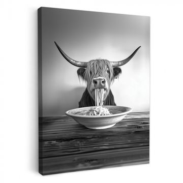 Tableau sur toile - Highlander écossais - Spaghetti - Animaux - Noir et blanc