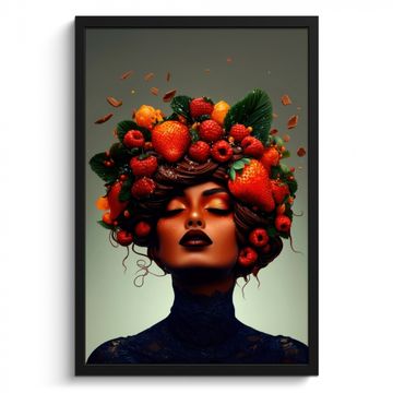 Cadre Photo - Femme - Chocolat - Framboises - Fraises - Biscuits