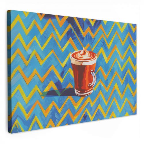 Tableau sur toile - Mug - Café - Zigzag - Crème fouettée