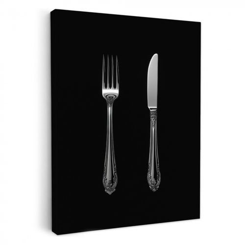Tableau sur toile - Fourchette - Couteau - Argent