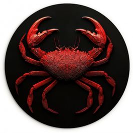 Tableau rond - Crabe - Rouge - Poissons - Crustacés - 25% Reduction ...
