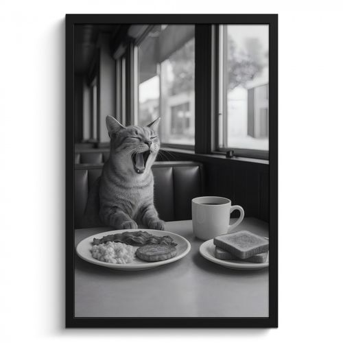 Cadre Photo - Chat - Café - Pain - Noir