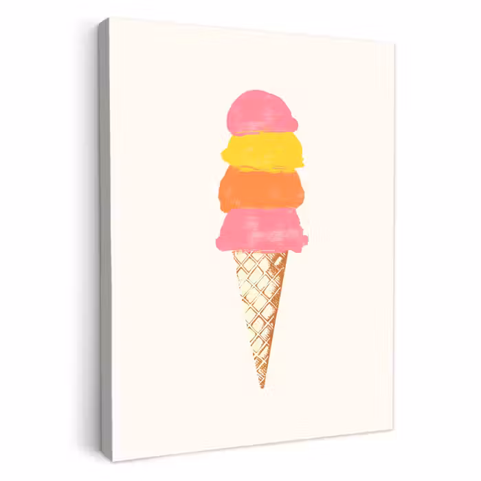 Tableau sur toile - Coupe de glace - Cornes - Illustration - Minimaliste