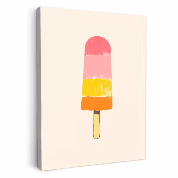 Tableau sur toile - Glace à l'eau - Rétro - Bâton - Rose