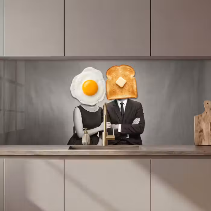 Crédence cuisine - Petit-déjeuner - Couple - Œuf - Pain