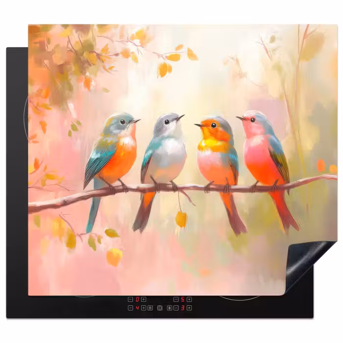 Protection plaque induction - Oiseaux - Coloré - Branche