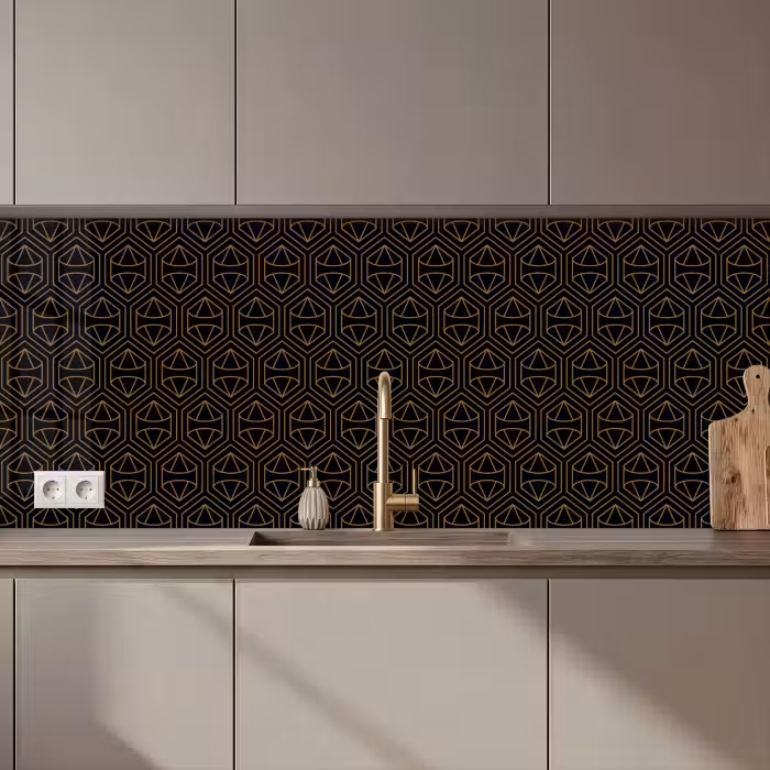 Crédence cuisine - Or - Noir - Diamant