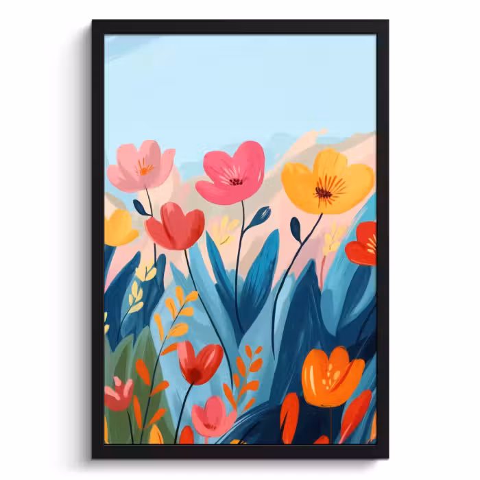 Cadre Photo - Illustration - Fleurs - Colorées