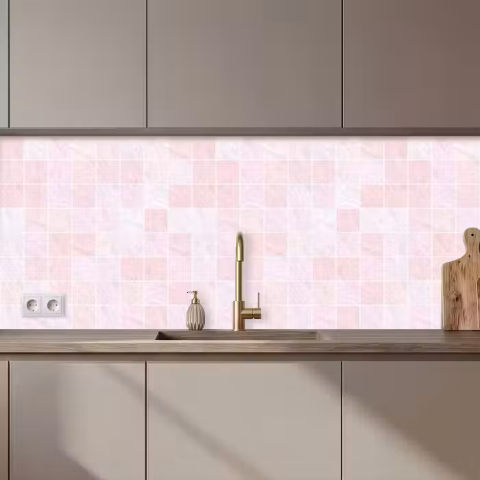 Crédence cuisine - Marbre - Motif - Mosaïque - Rose