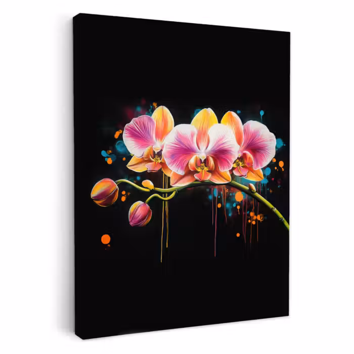Tableau sur toile - Orchidée - Graffiti - Coloré - Fleurs - Abstrait
