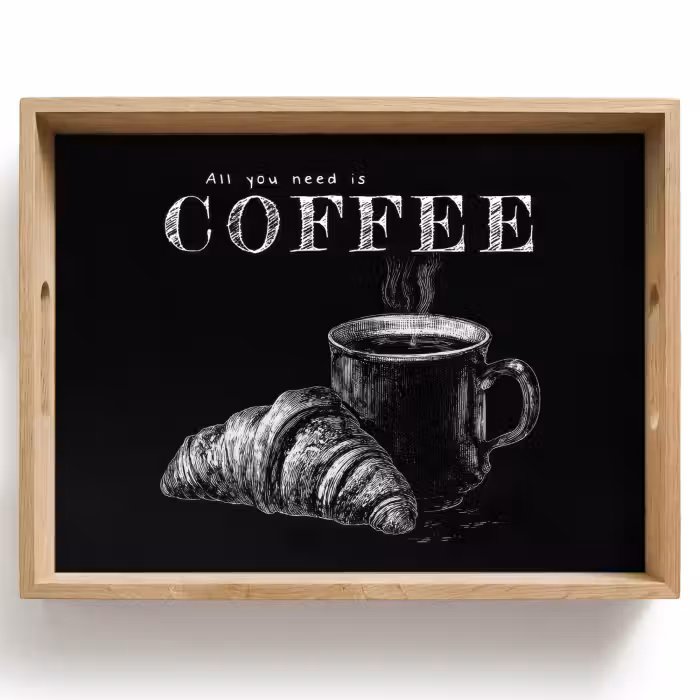 Plateau - Café - Croissant - Texte