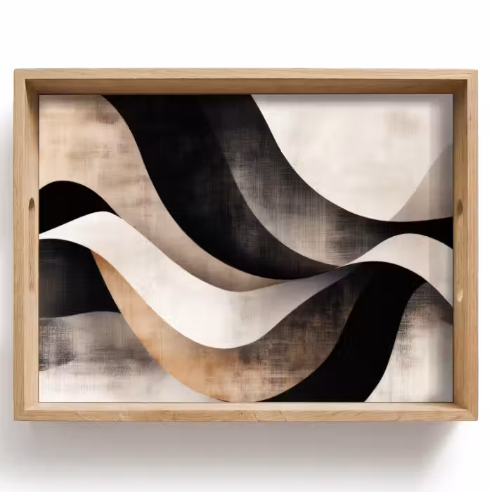 Plateau - Abstrait - Vagues - Noir - Usé