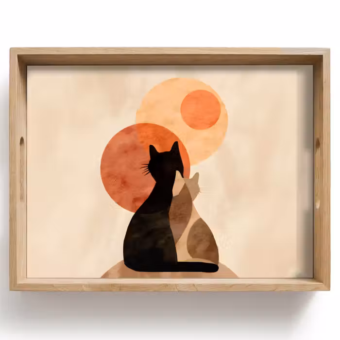 Plateau - Chats - Noir - Abstrait - Cercles