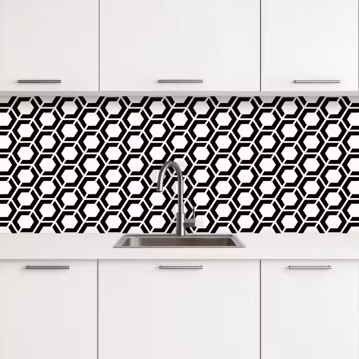 Crédence cuisine - Noir - Blanc - Géométrique - Motif