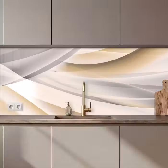 Crédence cuisine - Vagues - Abstrait - Beige