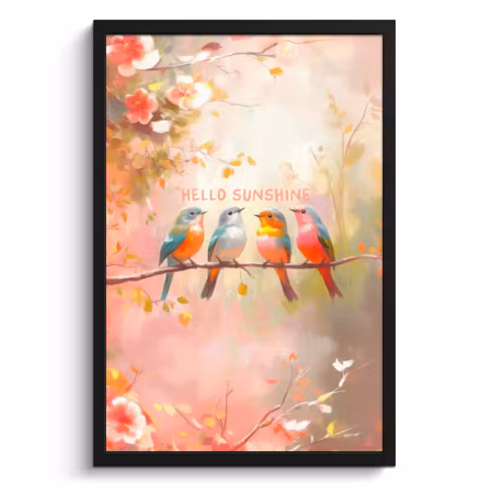 Cadre Photo - Oiseaux - Branche - Citation - Rose