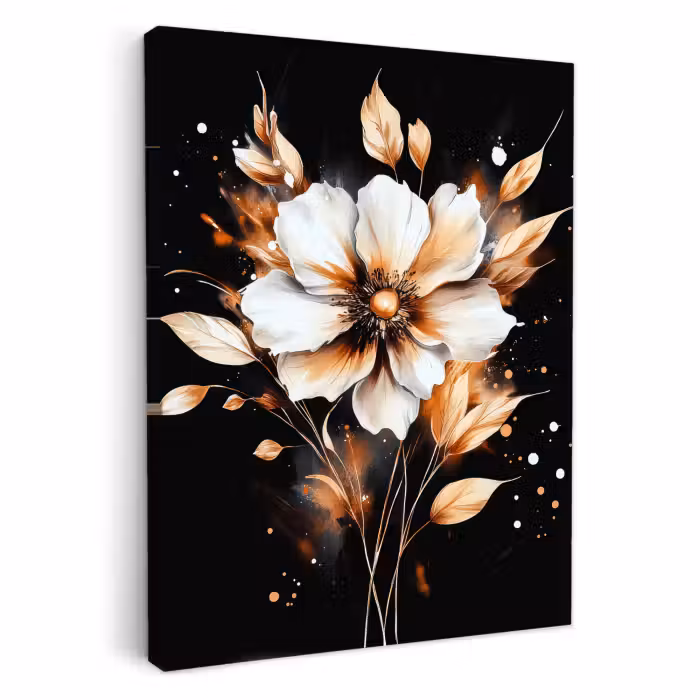 Tableau sur toile - Fleur - Peinture - Or - Graffiti - Moderne