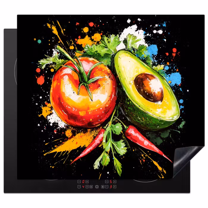 Protection plaque induction - Tomate - Avocat - Poivron - Graffiti - Peinture - Moderne