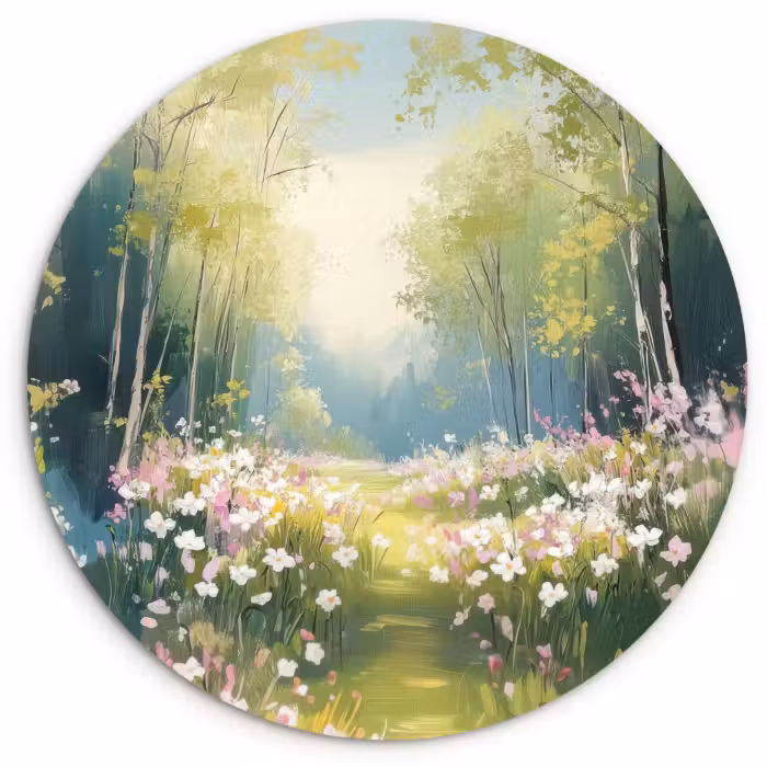Tableau rond - Forêt - Style de peinture - Coloré