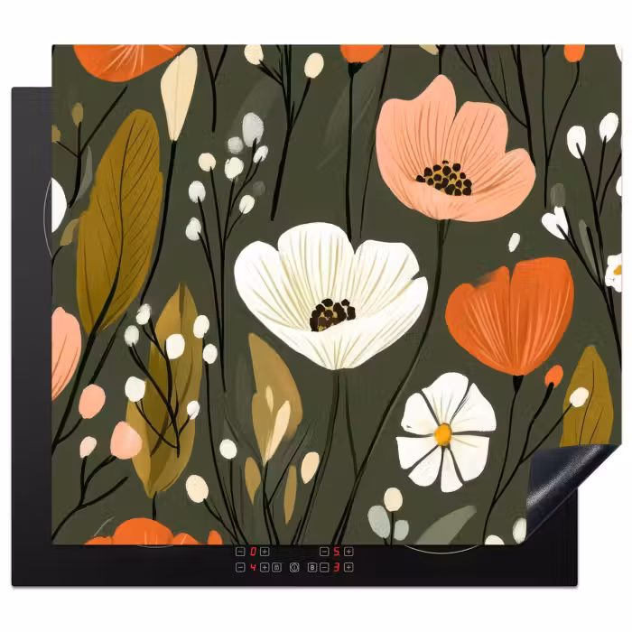 Protection plaque induction - Fleurs - Illustration - Vert