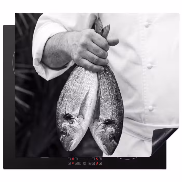 Protection plaque induction - Pêche - Chef - Noir - Blanc