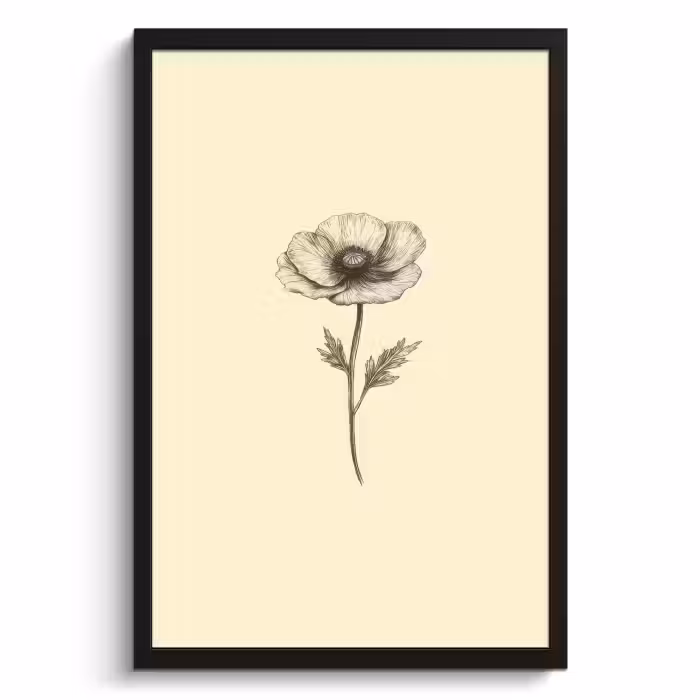 Cadre Photo - Coquelicot - Illustration - Noir