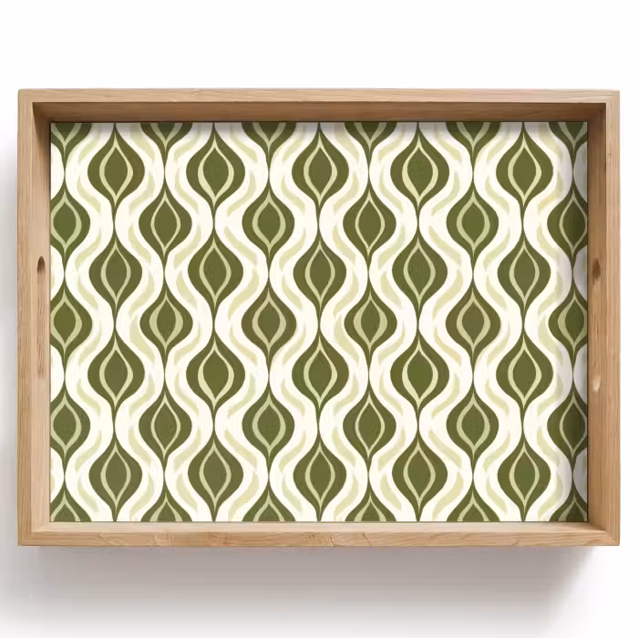 Plateau - Motif - Rétro - Vert
