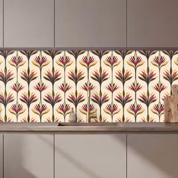 Crédence cuisine - Éventail - Motif - Coloré