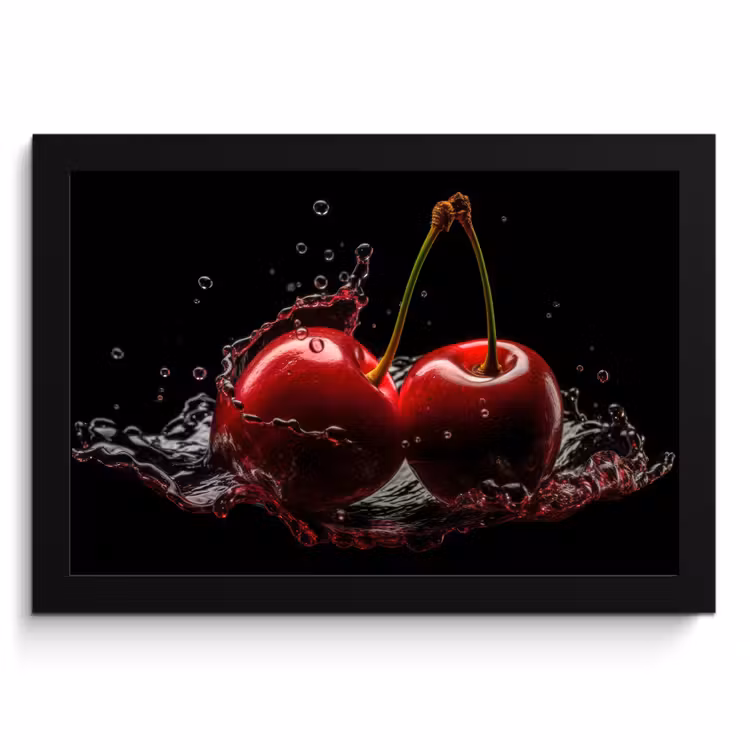 Cadre Photo - Cerise - Rouge - Fruit - Eau - Noir — 1