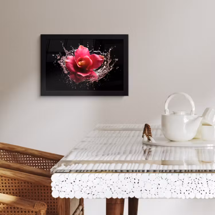 Cadre Photo - Fleurs - Rose - Eau - Noir - Botanique - Nature — 3