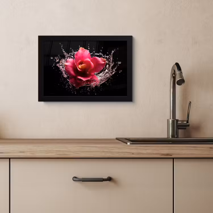Cadre Photo - Fleurs - Rose - Eau - Noir - Botanique - Nature — 4