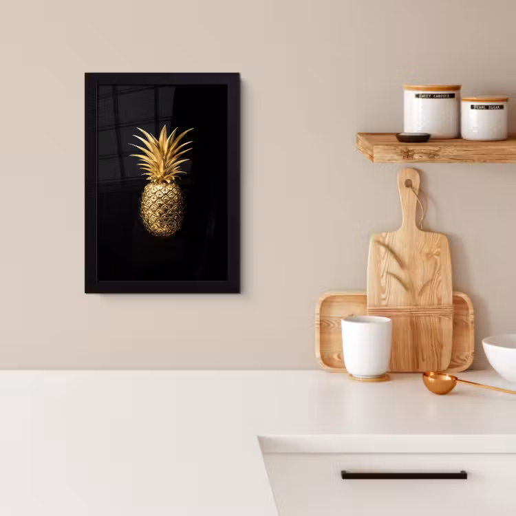 Cadre Photo - Ananas - Noir - Or - Luxe — 2