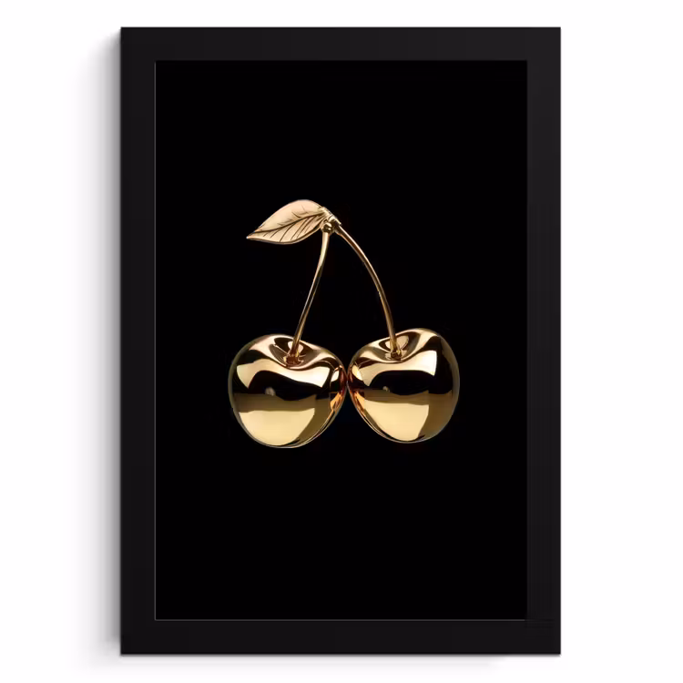 Cadre Photo - Cerisier - Noir - Or - Chrome — 1